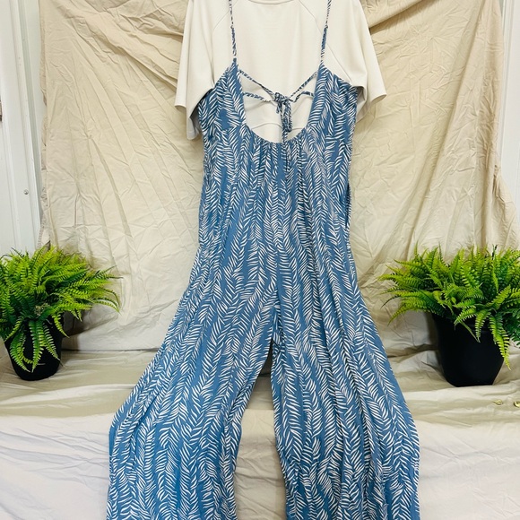 Pants - Size 12 blue and white romper